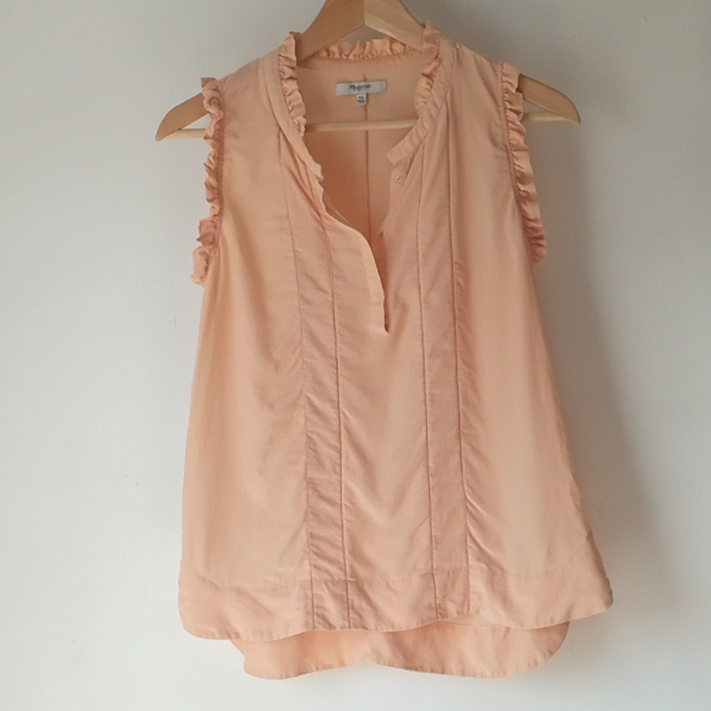 Madewell XS Silk Ruffle Sleeve Blouse